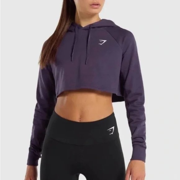 Gymshark Tops - GYMSHARK M Purple Training Cropped Hoodie